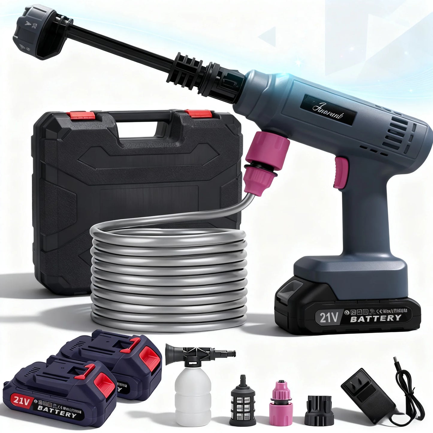 Power Blaster Plus Pressure Washer Cordless Portable Electric Water Spray Gun and Hose