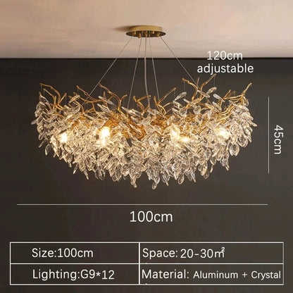 2025 Luxury Gold Crystal LED Chandeliers Living Dining  Lustre Ceiling Pendant Lamps I