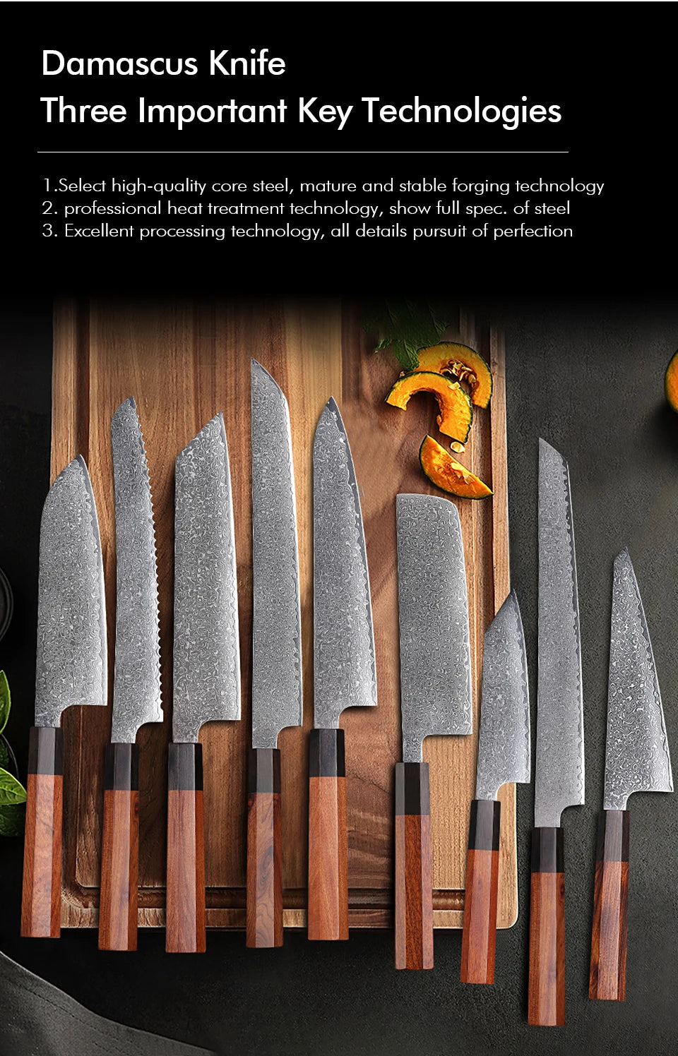 TURWHO Hand Forged Japanese Steel Kitchen Knives