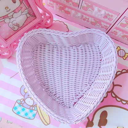 Love Heart Shape Basket Desktop S Home Storage