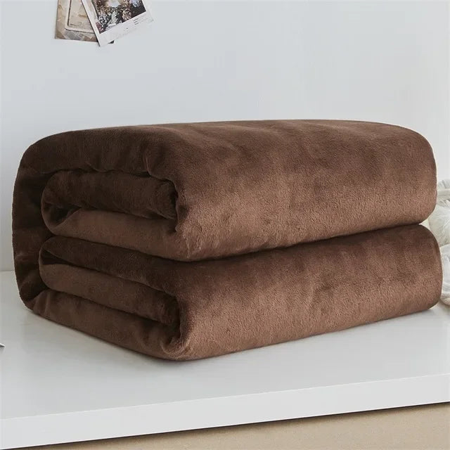 Coral Fleece Flannel Blankets Solid