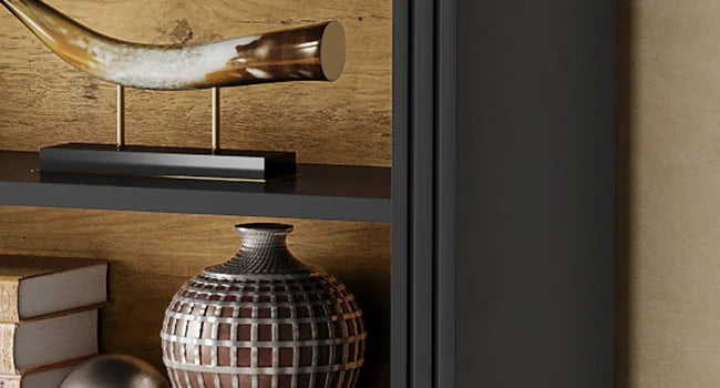 Modern Arched Bookcase with Storage, Standing Open Display Shelving