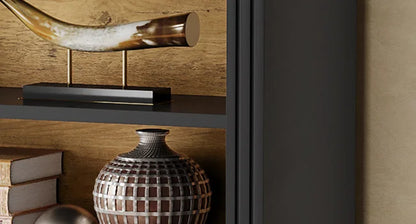 Modern Arched Bookcase with Storage, Standing Open Display Shelving