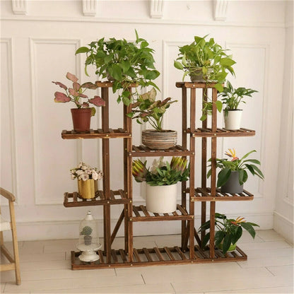 Multi-Tier Plant Stand, 46in Height Wood Flower Rack Holder Indoor Outdoor for Patio Gard