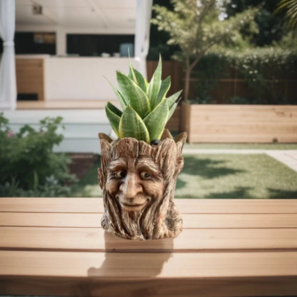 1Pc, Creative and Funny Expression Book Tree Stump Old Man Resin Vase,