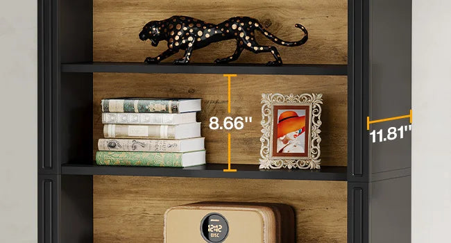 Modern Arched Bookcase with Storage, Standing Open Display Shelving