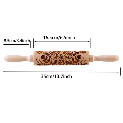 1 pcs Wooden Sunflower Embossed Rolling Pin