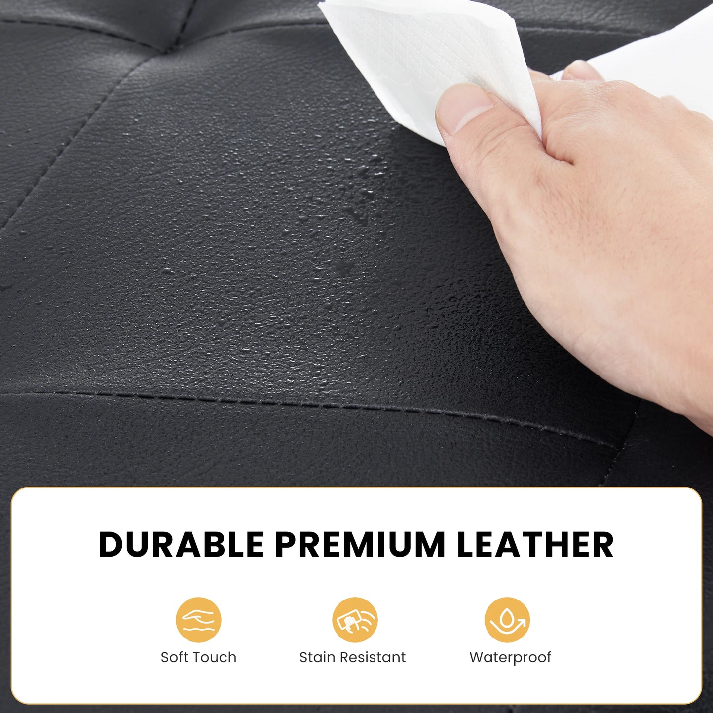 JHK 43 Inches Leather Folding Ottoman Storage Footstool For Living Room