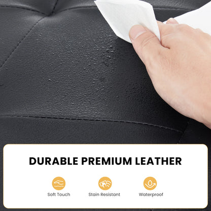 JHK 43 Inches Leather Folding Ottoman Storage Footstool For Living Room