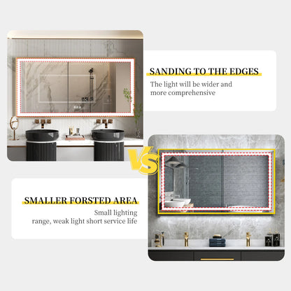 LED Bathroom Vanity Mirror Gold Frame Front Lighted