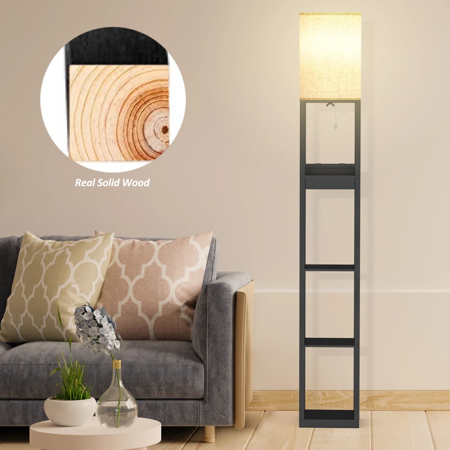 67" Column Floor Lamp with Shelves