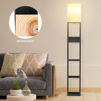 67" Column Floor Lamp with Shelves