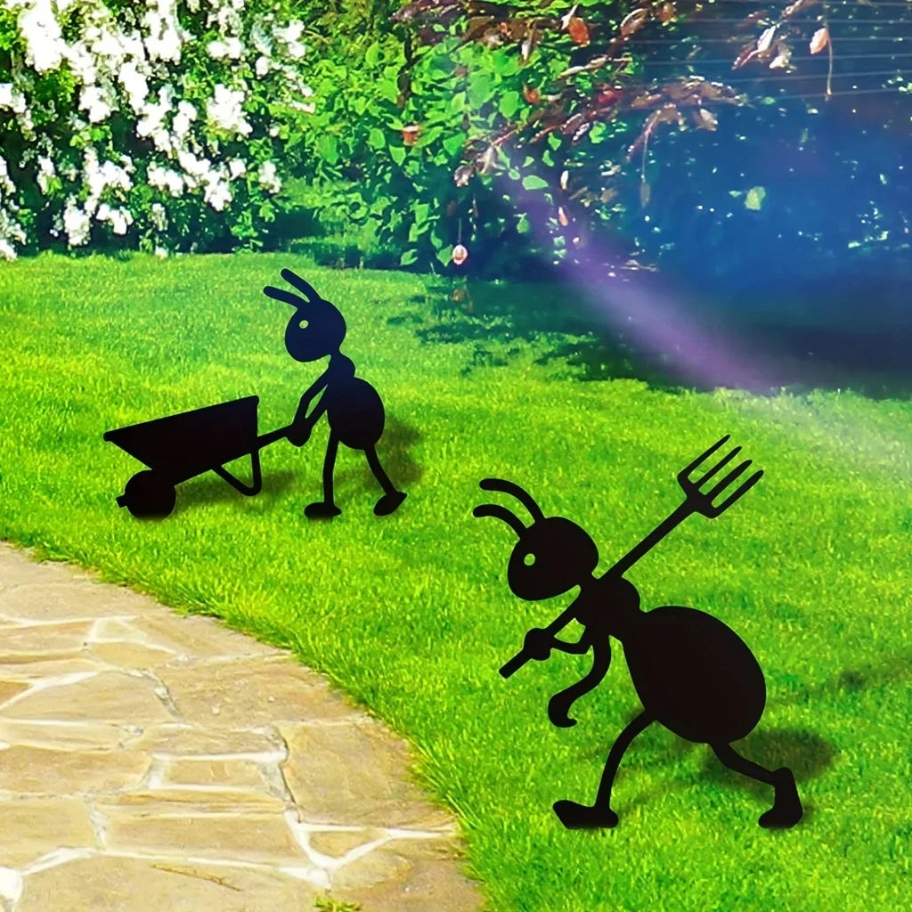 Charming Metal Ants for Garden - Outdoor Yard Ornaments and Lawn Stakes.