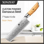 XINZUO 1-8pcs Kitchen Knife Set 73 Layers Custom Damascus Steel  with Olive Wood Handle