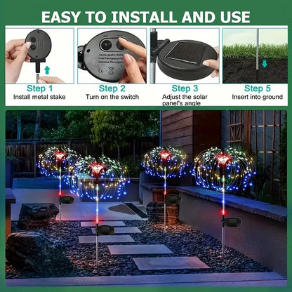 3/1pcs LED Solar Firework Lights Garden Decoration Fairy Lights