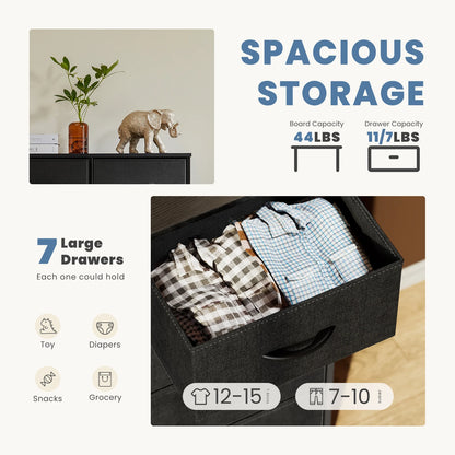 JHK Desser For Bedroom With 7 Fabric Drawers Closet Chest For Living Room Display Cabinet