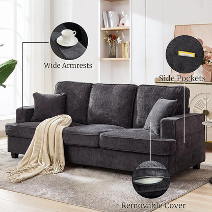 89 inch Cloud Couch Sofa in Chenile with Extra Comfy Soft Deep Seats, Modern 3 Seater