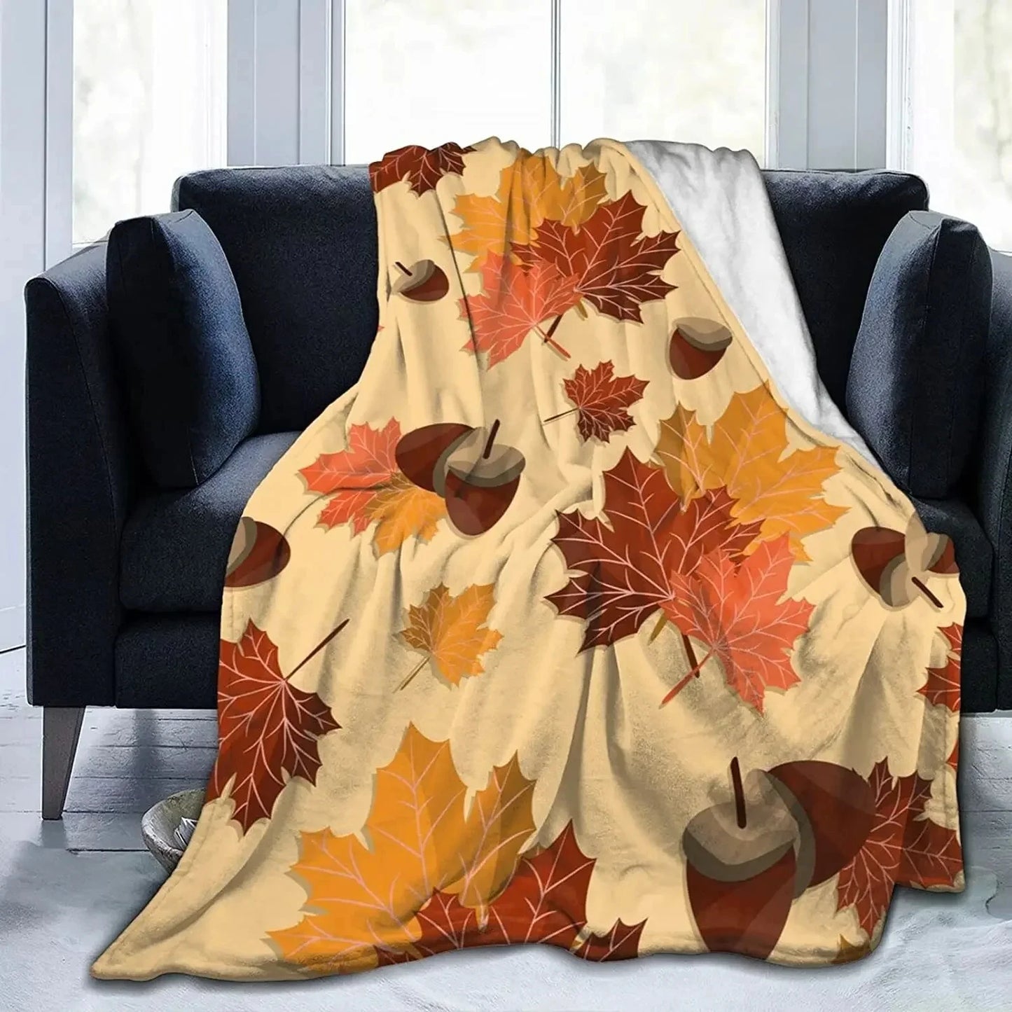Fall Pumpkin Autumn Blanket Leaves Soft Throw