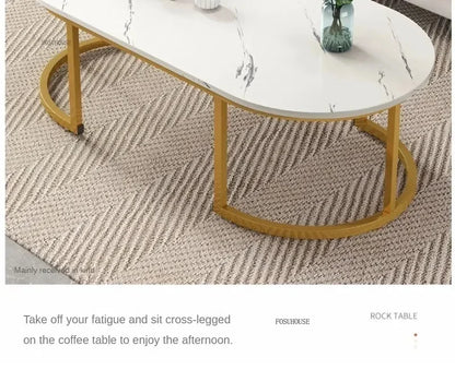 Minimalist Storage Oval  Modern Design Coffee Table