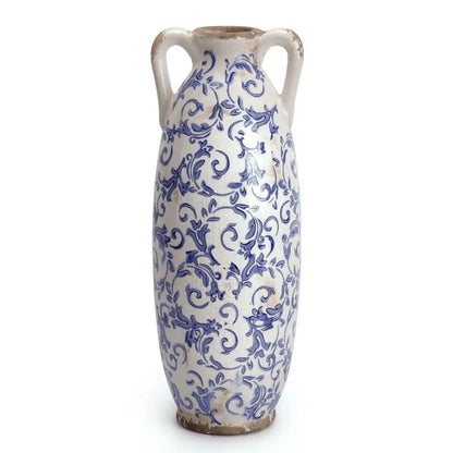 Blue and White Floor Vase for Pampas Grass,  Ceramic Farmhouse Decorative Large Vases for Flower,