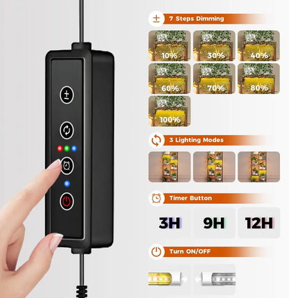 Wood Plant Shelf with Grow Lights for Indoor Hanging Planter Pots  Living Room Patio