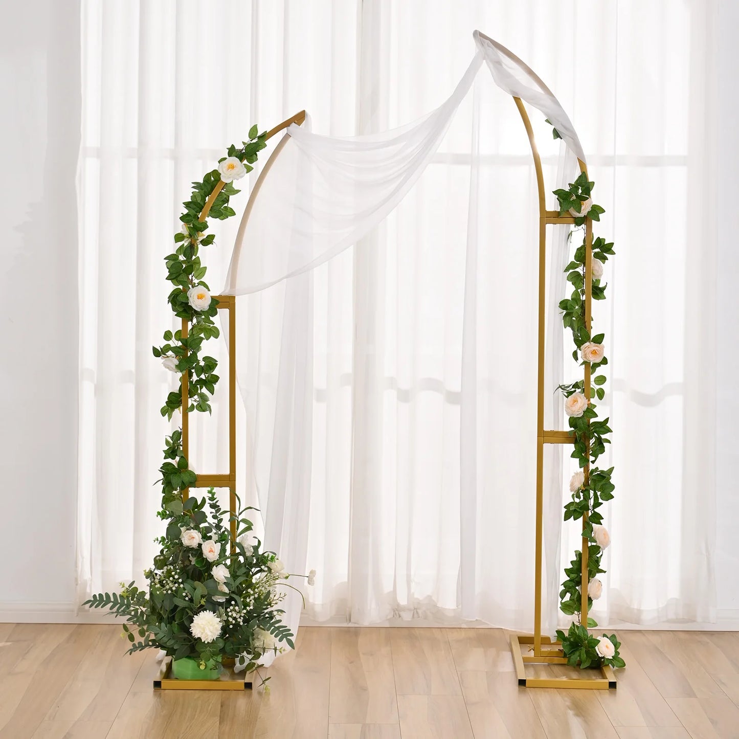 2pcs Curved Wedding Arch Backdrop  5.9ft,6.9ft Half Moon Stand