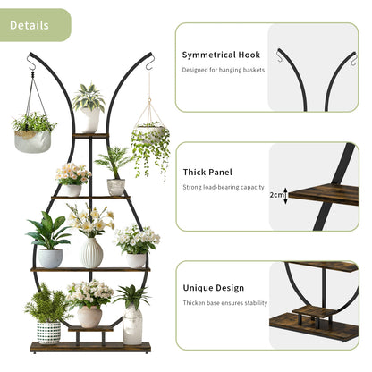 Large Vase Shaped Plant Stand 5 Tier Planter Display  for Home Patio Decor