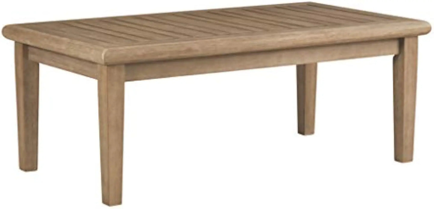 Gerianne Outdoor Rectangular Eucalyptus Wood Coffee Table