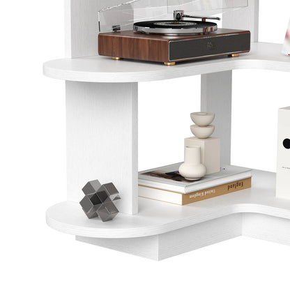 Farini Corner Bookshelf – White, Space-Saving Storage Shelf for Living Room & Home Office