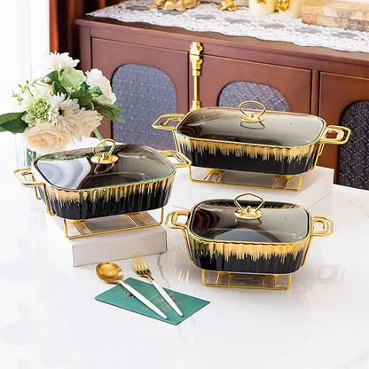 3 Piece Set Ceramic Chafing Dishes Buffet Set