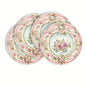 VIKAMA 4PC European Rose Meal Mat Light Blue Bottom Pink Round Table Decoration and Accessories