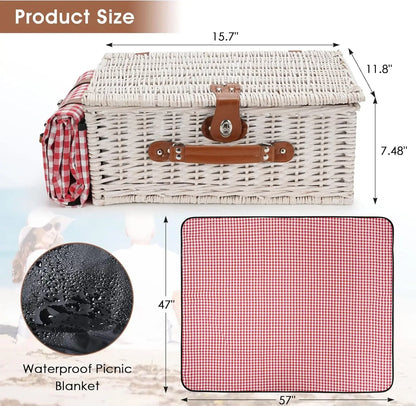 Picnic Baskets Cooler Set for 4 Persons with  Picnic Blanket