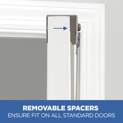 Mainstays SnugFit Over-the-Door 3-Tier Towel Bar with 2 Hooks, Satin Nickel