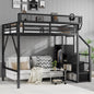 Full Size Loft Bed With Stairs And Storage, Metal Loft Bed Frame WithLarge Under-Bed Space