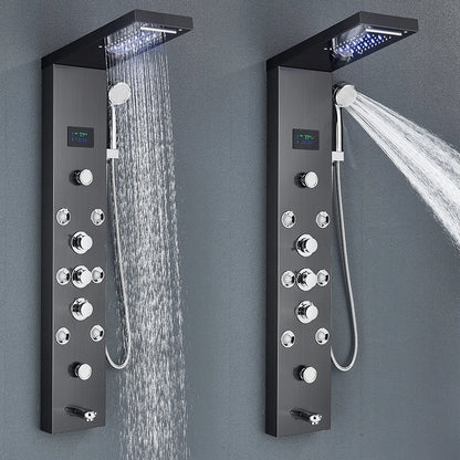LED Shower Panel Tower System Rain Waterfall Shower LCD Display With Massage  Shower Faucet