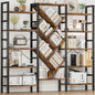 Triple 5 Tier Bookshelf, Large Wooden Bookcase with 17 Open Display Shelves Metal Frame