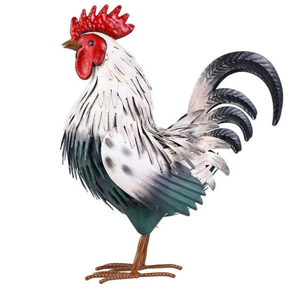 Rooster Garden Statue Sculpture Metal Chicken Yard Decor Outdoor Figurines Patio Backyard Decoration