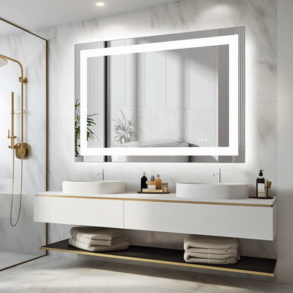 JHK 36"x 24"LED Bathroom Vanity Mirror for Wall  Tempered Glass with Front Light and Backlit For Living Room