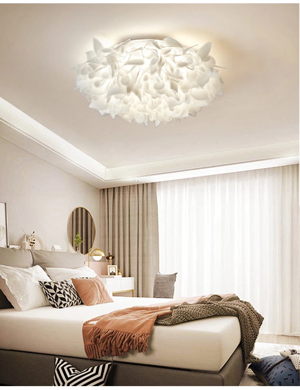 Exquisite Leaves Dimmable LED Ceiling Lights White Remote Control