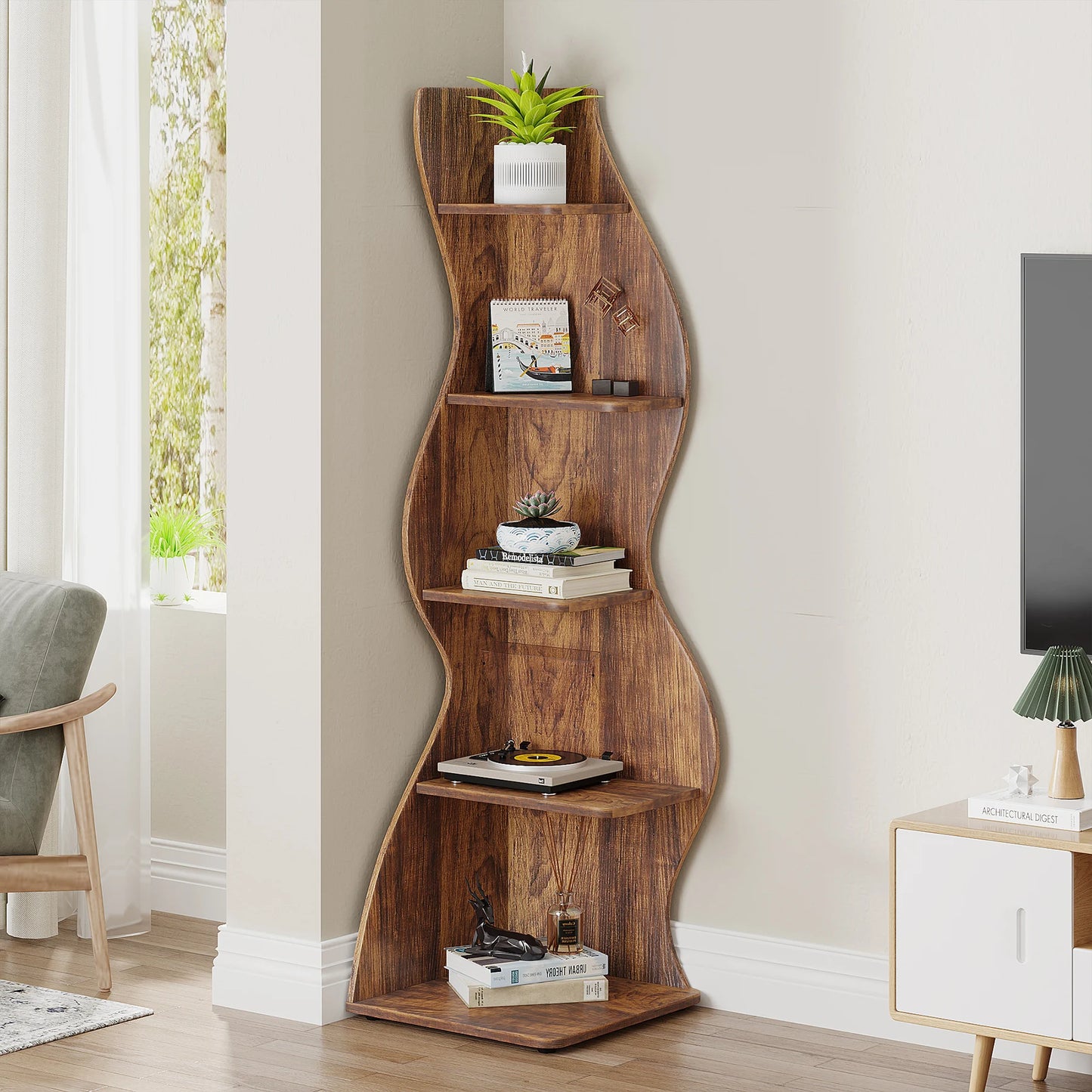 Tribesigns Corner Shelf, Modern 5-Tier Wall