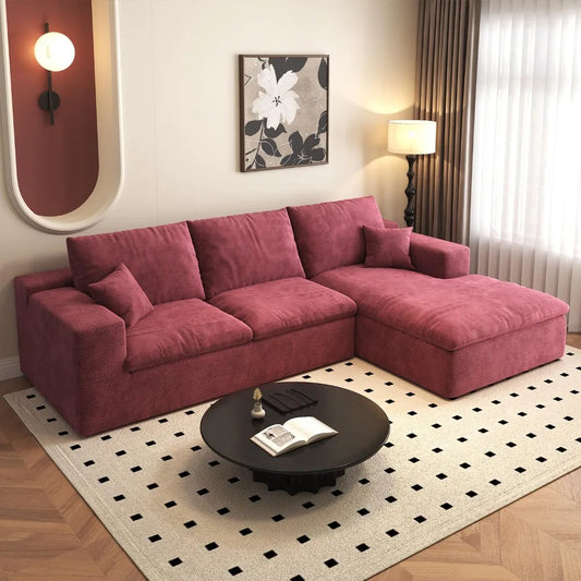 107'' L-Shaped Modern Modular Sectional Cloud Couch, 4-Seat Chenille Deep-Seat Sofa