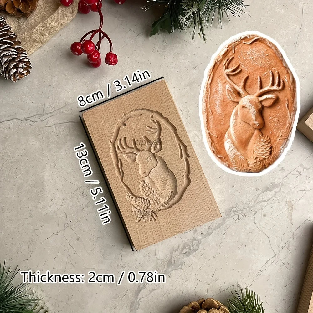 Wooden Cookie Molds for Christmas, DIY 3D Engraved