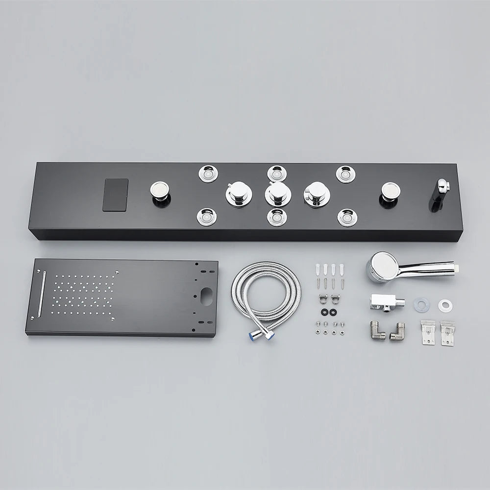 LED Shower Panel Tower System Rain Waterfall Shower LCD Display With Massage  Shower Faucet
