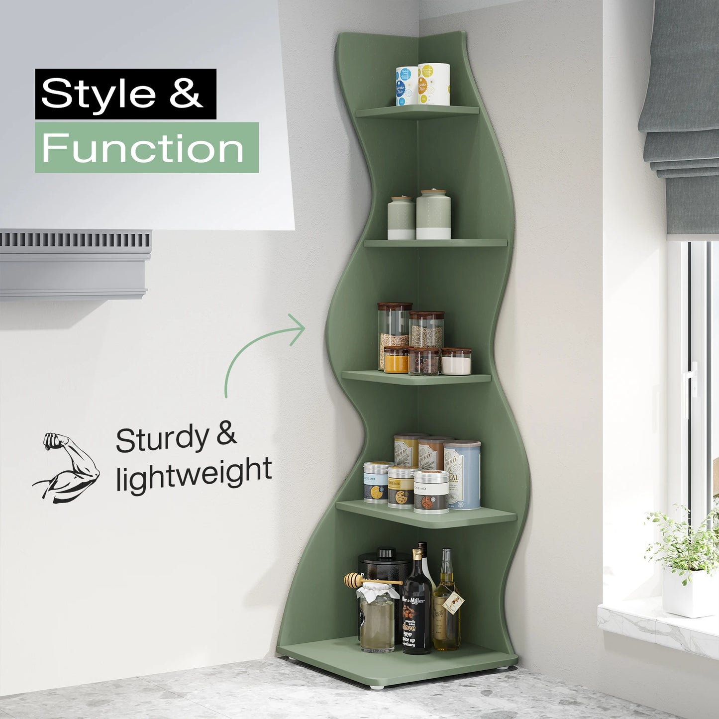 Tribesigns Corner Shelf, Modern 5-Tier Wall