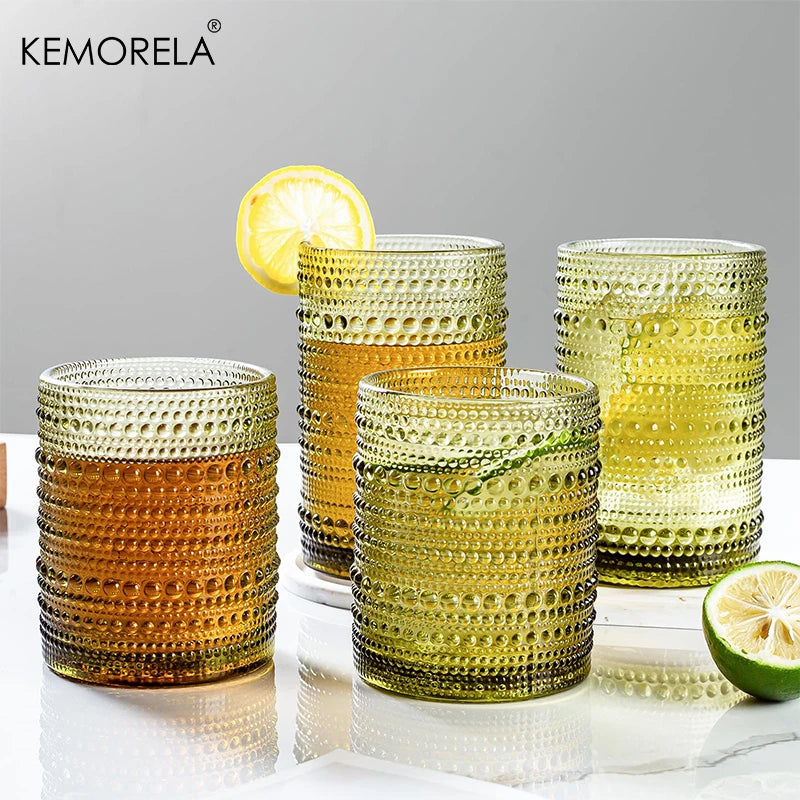 8PCS Vintage Raindrop Glass Cup 300/400ML Highball Glasses