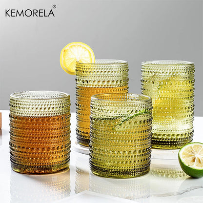 8PCS Vintage Raindrop Glass Cup 300/400ML Highball Glasses