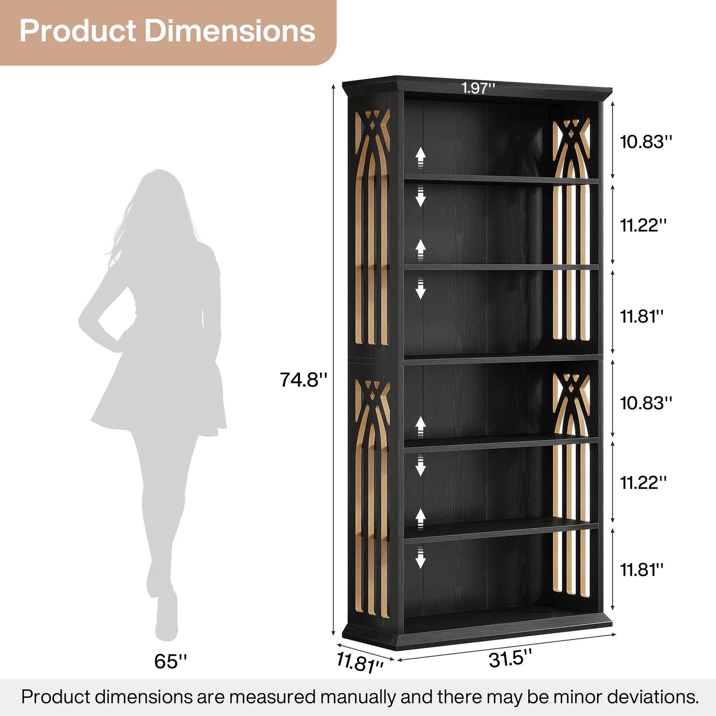 Tribesigns 6-Tier Bookshelf, 75-Inch Tall Bookcase,  Freestanding Display Shelves,