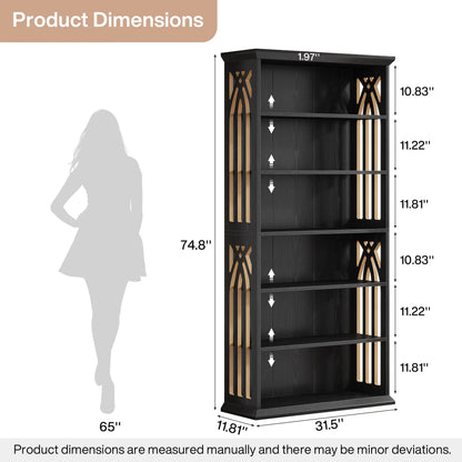 Tribesigns 6-Tier Bookshelf, 75-Inch Tall Bookcase,  Freestanding Display Shelves,
