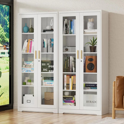 Display Cabinet. Glass Doors. Curio Cabinet. Locking Doors.  71" H. Assembly Required