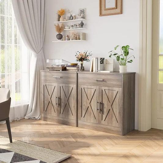 Farmhouse Storage Cabinets with Doors and Shelves,,Coffee Bar Cabinet